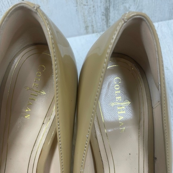 Cole Haan Pumps Womens 9B Nude Tan Patent Leather Kitten Heel Office Work - Picture 5 of 9